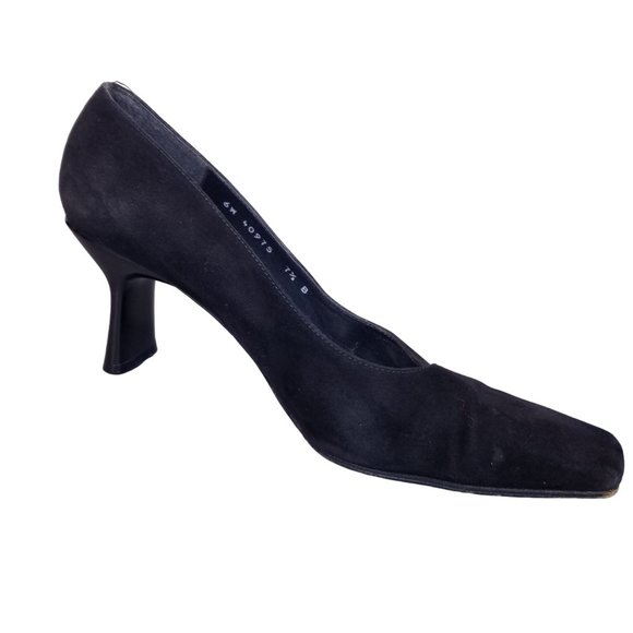 Vintage Square toe Stuart Weitzman black suede high heels size 7.5 - Picture 5 of 8